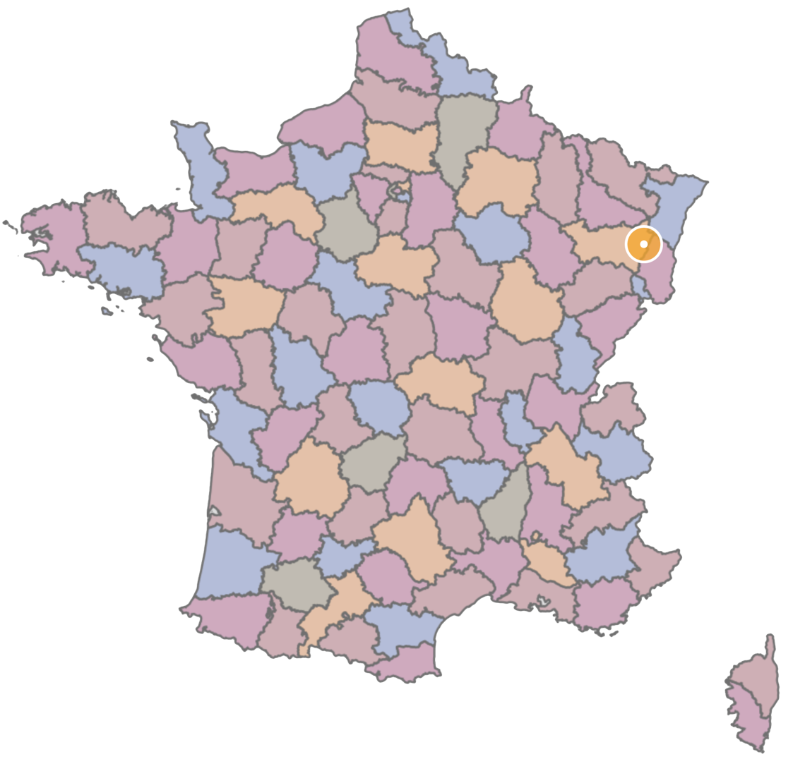 Localisation de la société Aquila Drone sur la carte de France dans le Grand-Est, en Lorraine, dans les Vosges