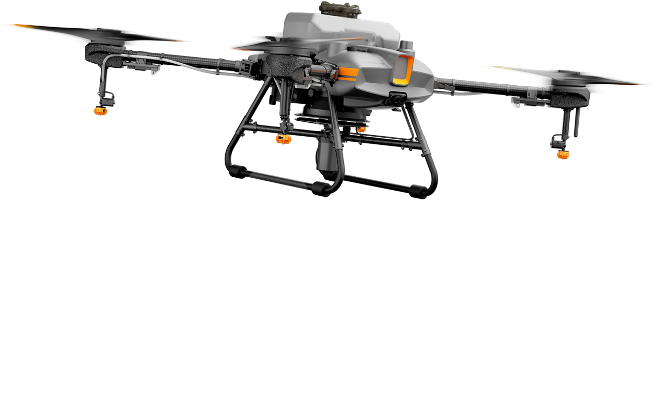 Drone agricole réalisant une pulvérisation liquide